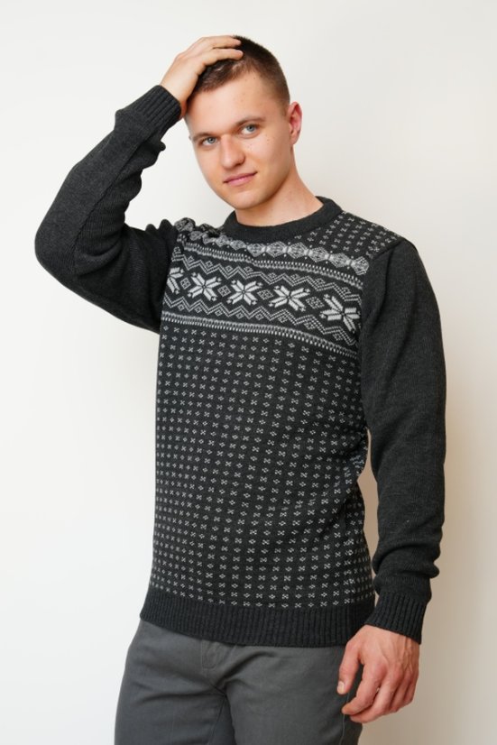 Mario – muški vuneni pulover tamnosive boje