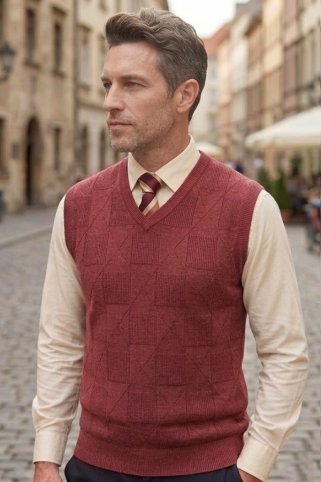 Muški pleteni prsluk Riko BB bordo boje