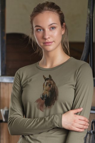 Dámske zelené jazdecké tričko – dlhý rukáv