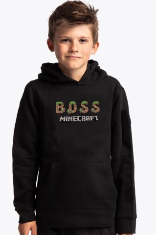 Minecraft detská čierna mikina s kapucňou Mineboss