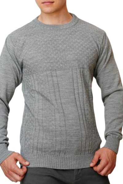 Jednobarevný vzorovaný pulovr MISO šedá