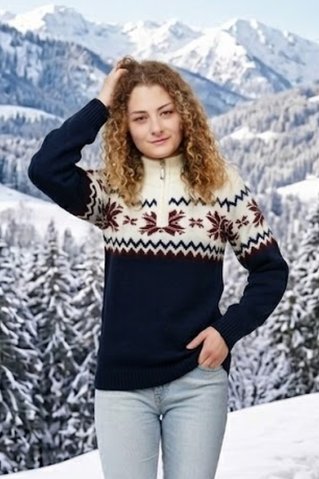 Női pulóver  Petra navy-natur