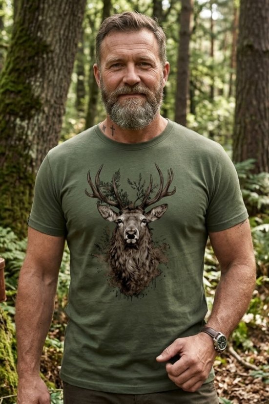 Muška lovačka majica s dominantnim jelenom na prsima
