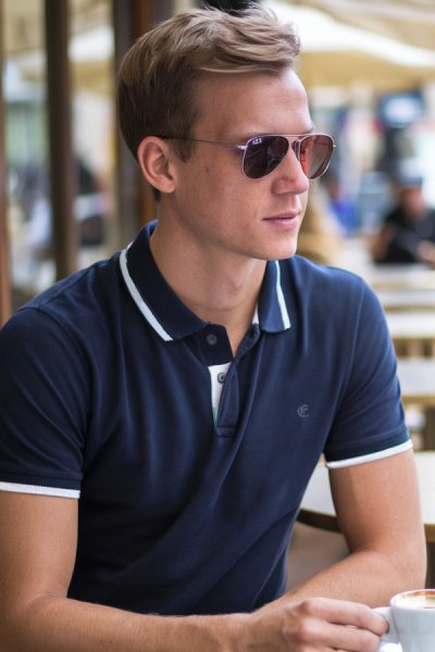 Tricou polo marine pentru bărbați