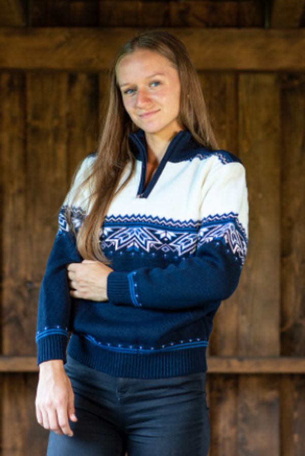Pulover de damă cu model norvegian Parker albastru