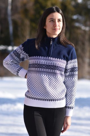 Damen Norwegerpullover Aera-Z weiß-blau
