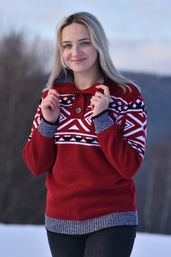 Női norvég pulóver KLEA bordó