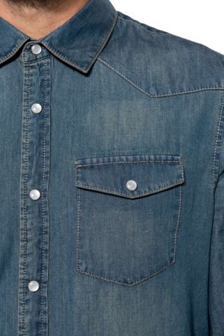 Muška traper košulja s dugim rukavima