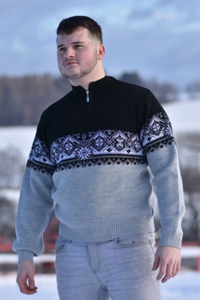 Férfi norvég mintás pulóver Ignac Z szürke