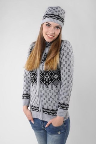 Ženski sivi zimski pulover – norveški dizajn Kena-Az