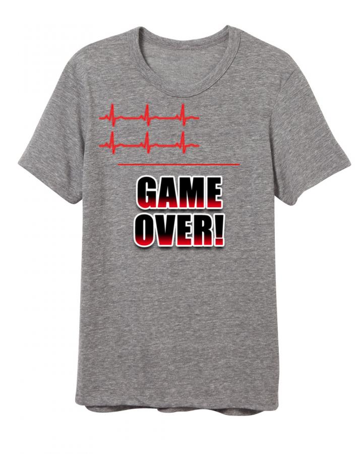 Pánské triko Game Over sivá
