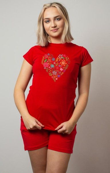 Dámske krátke pyžamo Srdce červená