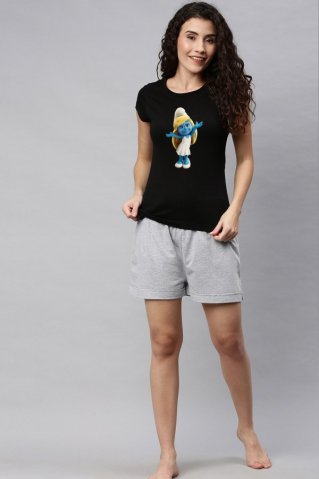 Krótka piżama damska Smurfpyz czarna