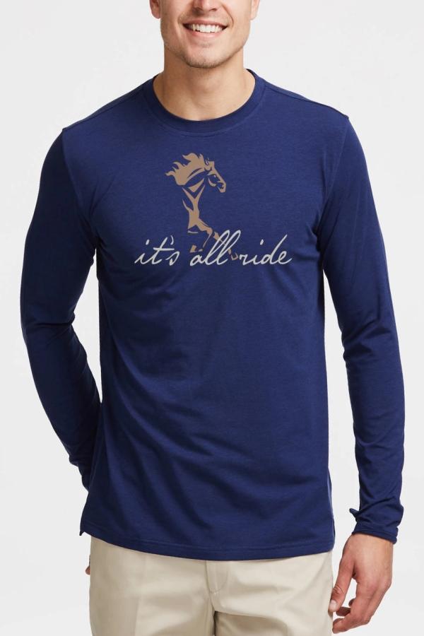 Tricou pentru bărbați Allride 100% bumbac albastru