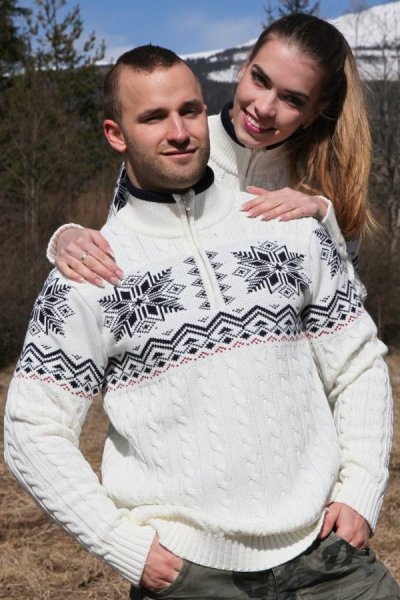 KIRK Z férfi pulóver norvég mintával fehér
