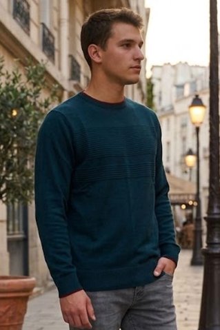 Pulover din bumbac de culoare uni PAU