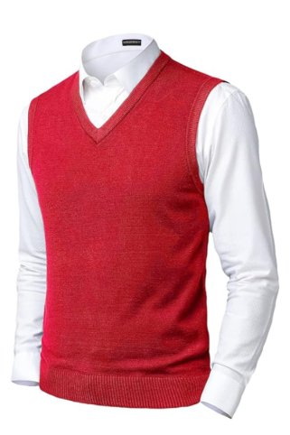 Pletená hladká vesta P2037BB red