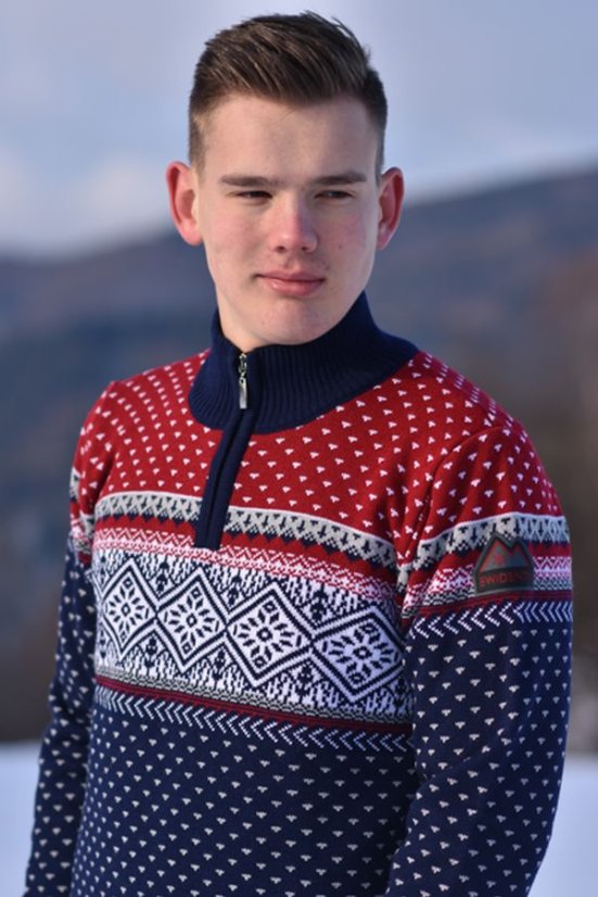 Muški vuneni džemper s norveškim uzorkom Aspen Z – topli pulover s patentnim zatvaračem
