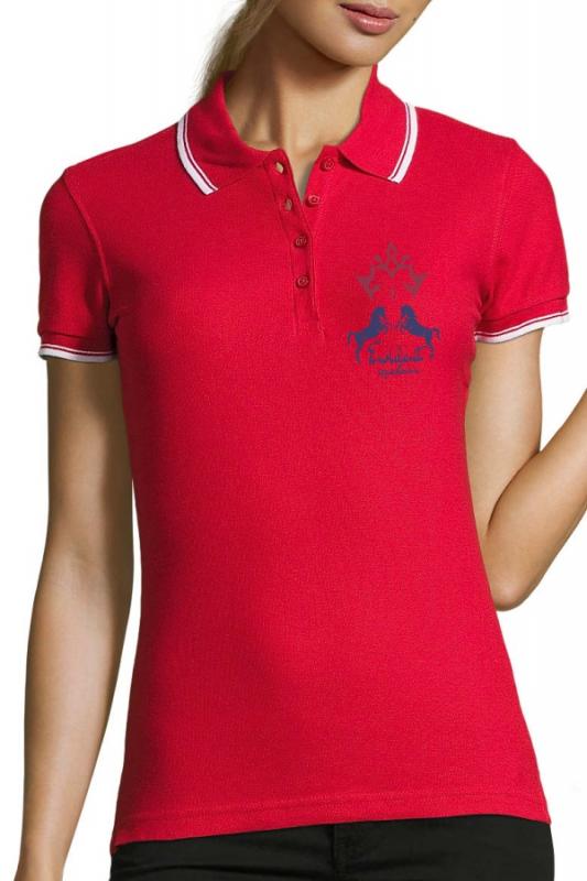 Tricou polo Coolhorses roșu pentru femei