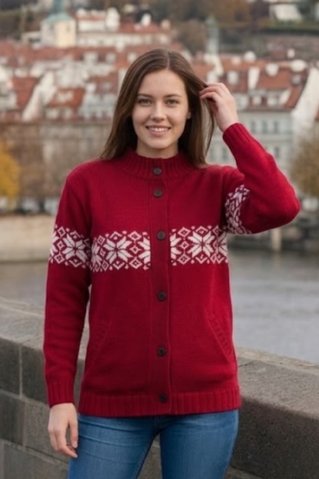 EWIDENT Damen-Strickjacke mit Knöpfen und Taschen Amanda