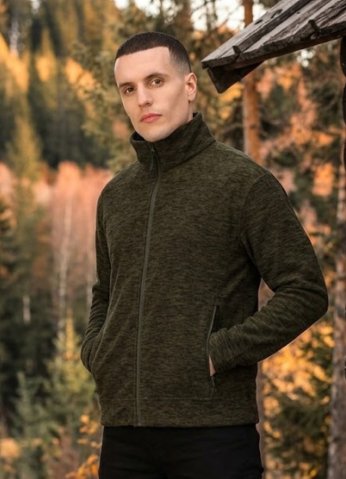 Men’s hunting zip-up sweatshirt – polyester, green, outdoor