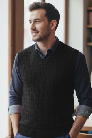 Herren Strickweste Otto BB schwarz