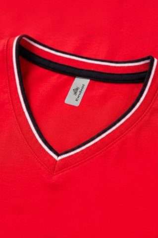 Damska czerwona koszulka Marína z kontrastową lamówką