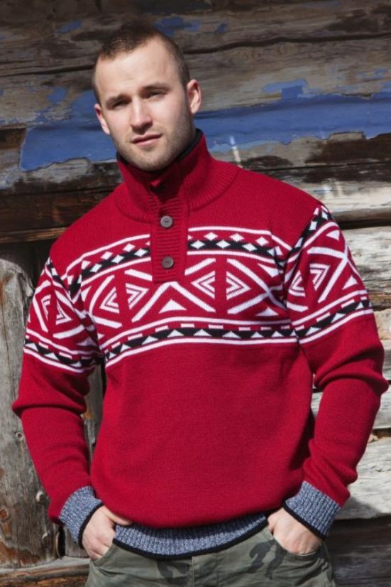 Kleo muški norveški džemper s gumbima – borda