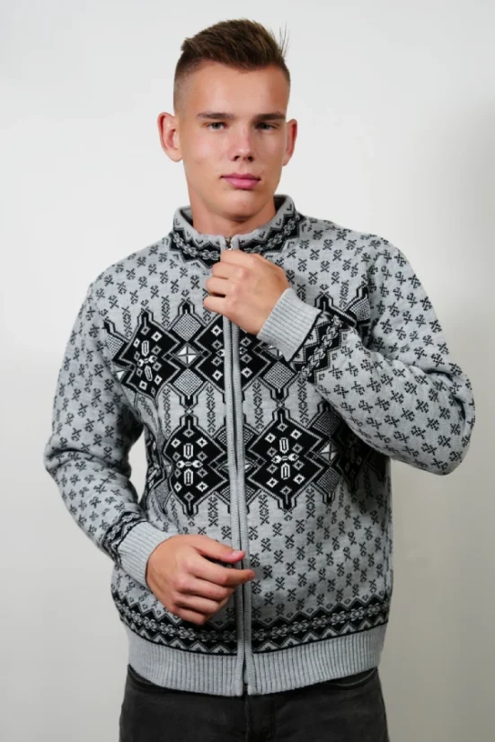 Udoban muški sivi džemper s norveškim uzorkom Ken-Az