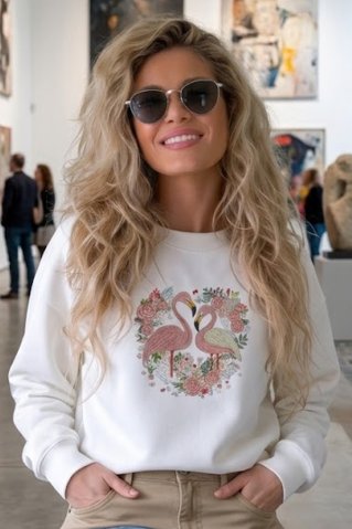 Mikina s výšivkou Flamingo