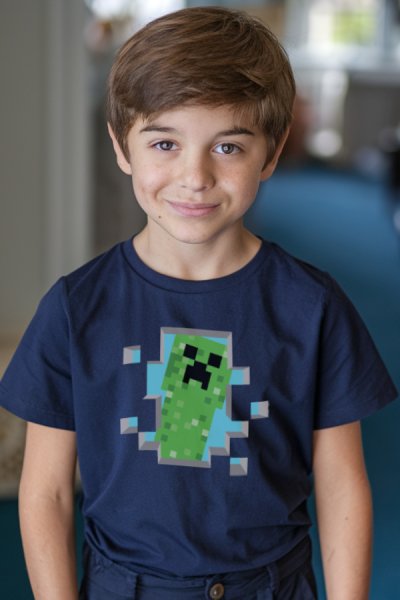 Minecraft gyerek kék póló
