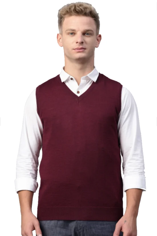 Pleteni glatki prsluk JVP2037BB bordo