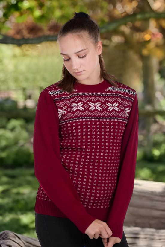 Maria – ženski vuneni pulover u bordo boji