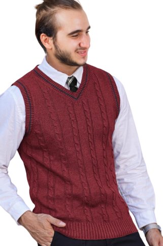 Pánska pletená vesta BogiBB bordo