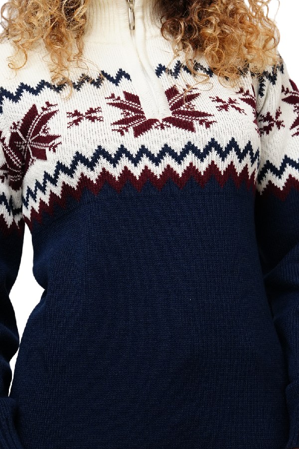 Ženski pulover Petra modra - naravna