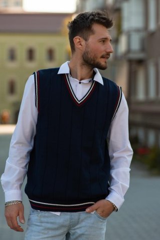 Elegantni moški brezrokavnik kitastim vzorcem Nap-BB modra