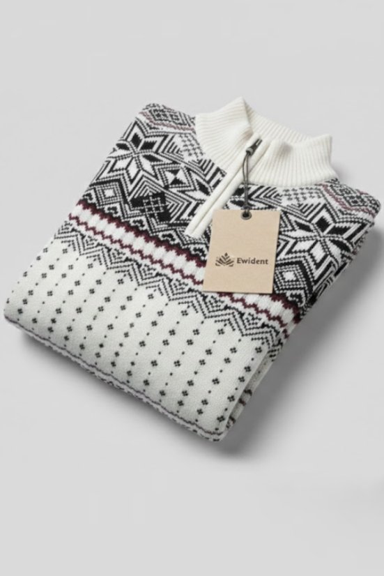 Muški bijeli vuneni džemper s norveškim uzorkom Libor-Z