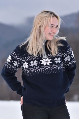 Ciemny niebieski damski norweski sweter – Mira