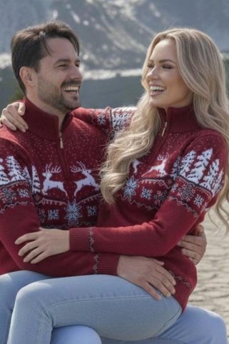 Ženski bordo džemper s norveškim uzorkom Olivera-Z