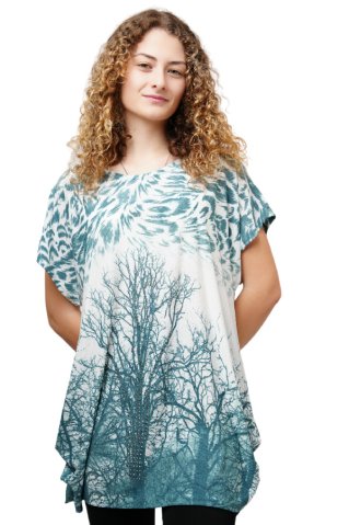 Bluză din bumbac JVP3032 turcoaz