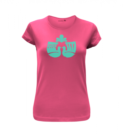 Women's short sleeve T-shirt with bird motif pink