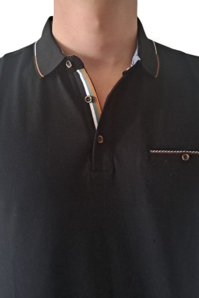 Tricou polo bărbați cu mânecă scurtă Pedro negru