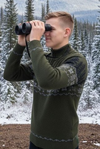 Pánsky sveter s jeleňom Oliver Z zelená
