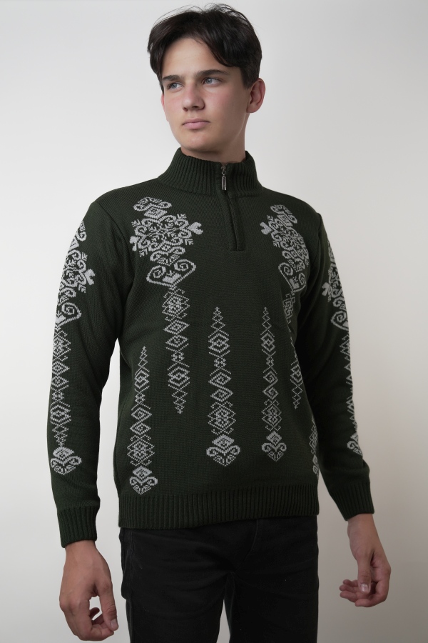 Eleganten norveški pulover s trojanskim ovratnikom Folk-Z