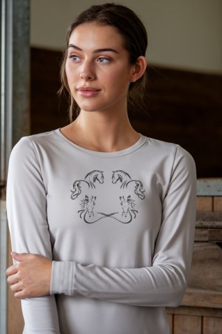 Dámske biele tričko so siluetou koňa