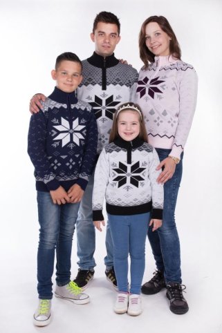 Detský biely sveter s nórskym vzorom – Gracio-Z