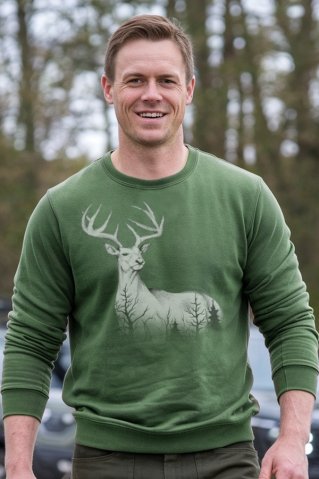 Ewident férfi vadászpulóver „Az erdő szelleme / Sziluett” – Olívazöld