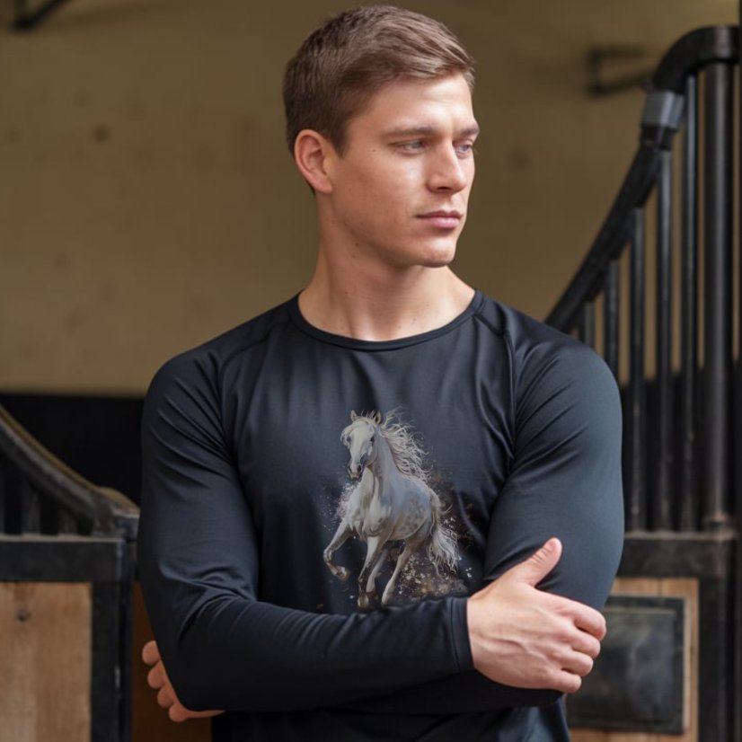 Majica za ljubitelje konja – muška, crna