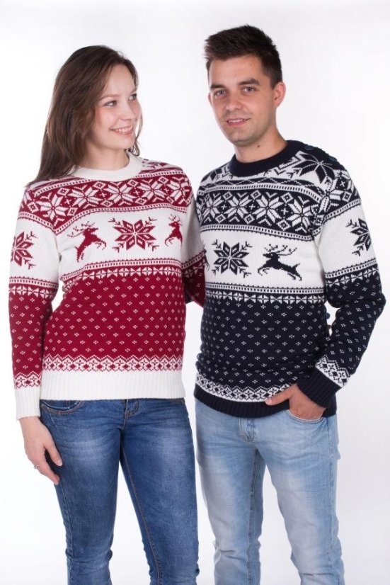 Muški norveški pulover s motivom jelena Life plavi