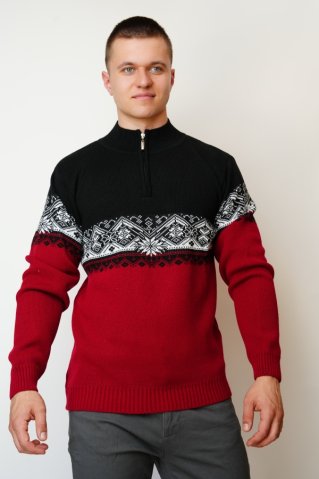 Férfi norvég mintás pulóver Ignac-Z bordó